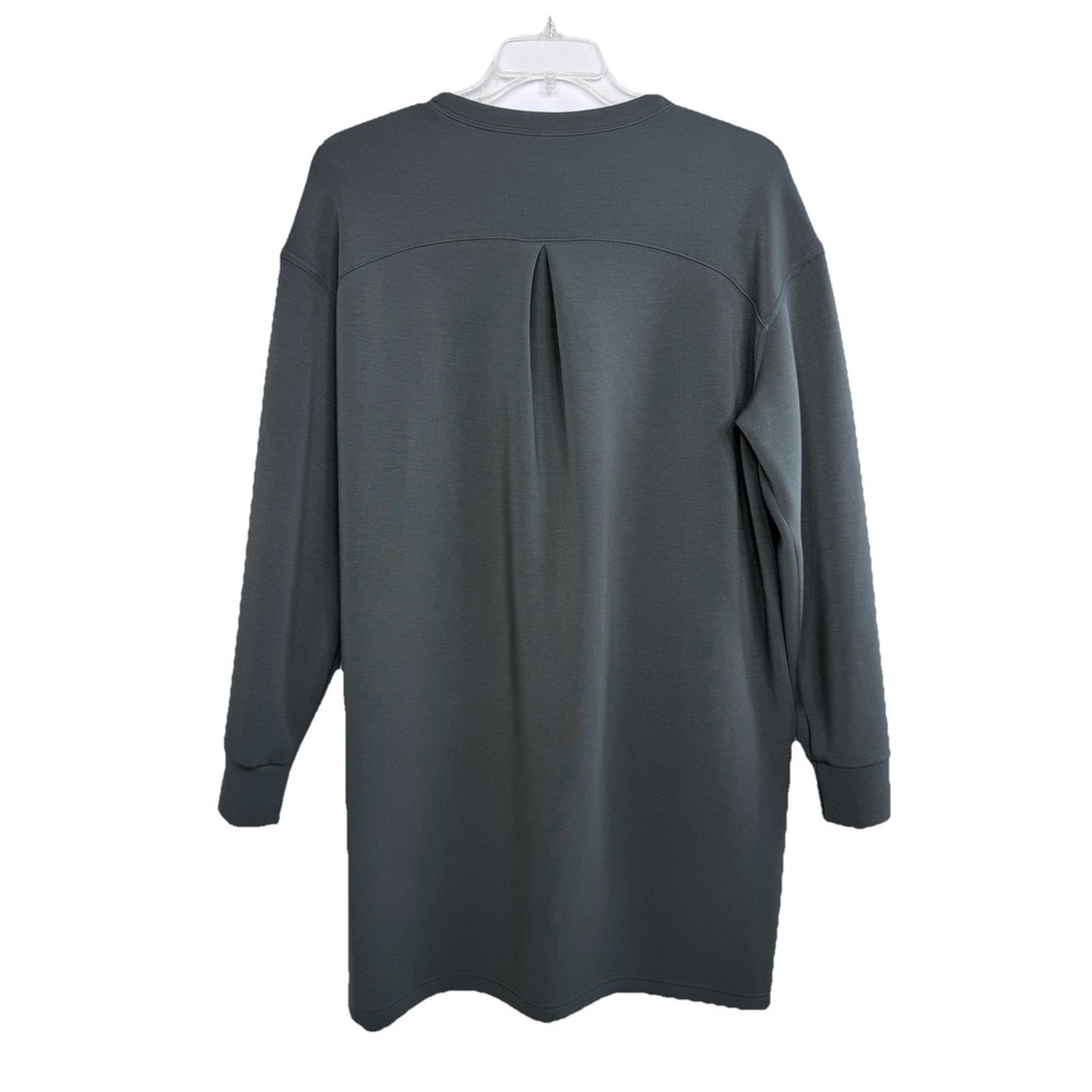 Spanx Air Essentials Crew Neck Long Sleeve Dark Palm Green Size 1X Pockets - Picture 5 of 6